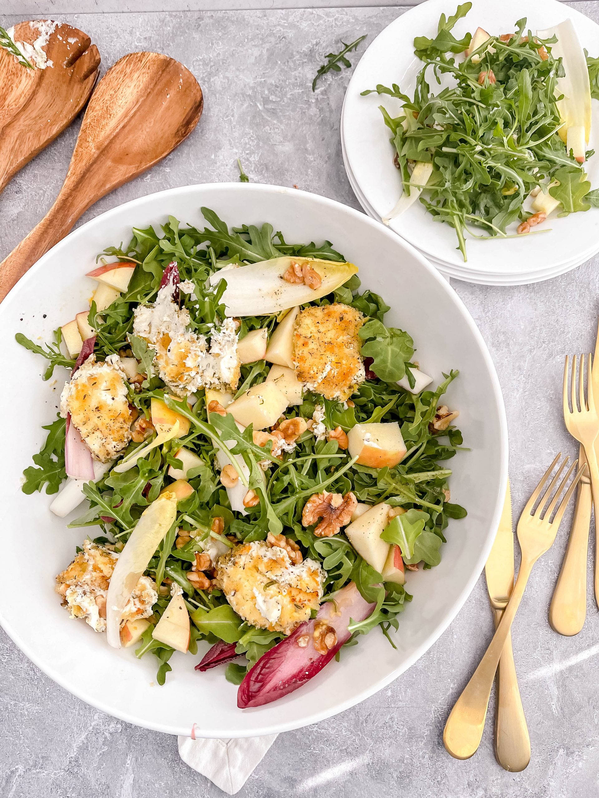 Fried Goat Cheese Salad with Arugula and Endive