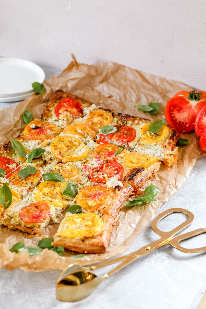 Heirloom Tomato Tart with Pesto-Whipped Goat Cheese