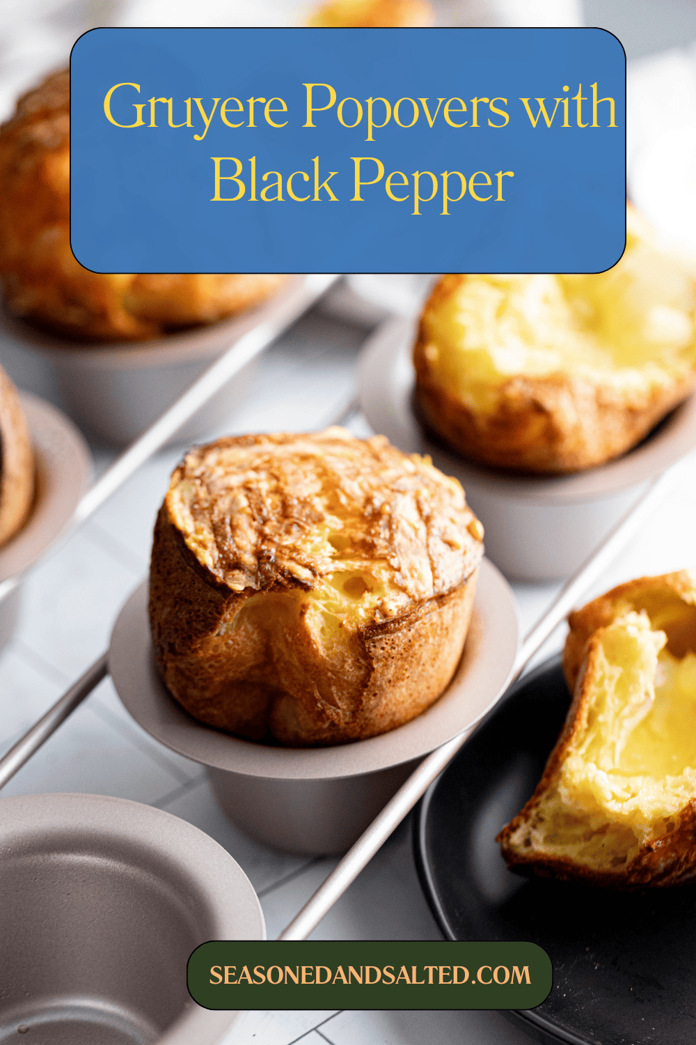 Gruyere Cheese Popover Recipe with Black Pepper Seasoned and Salted