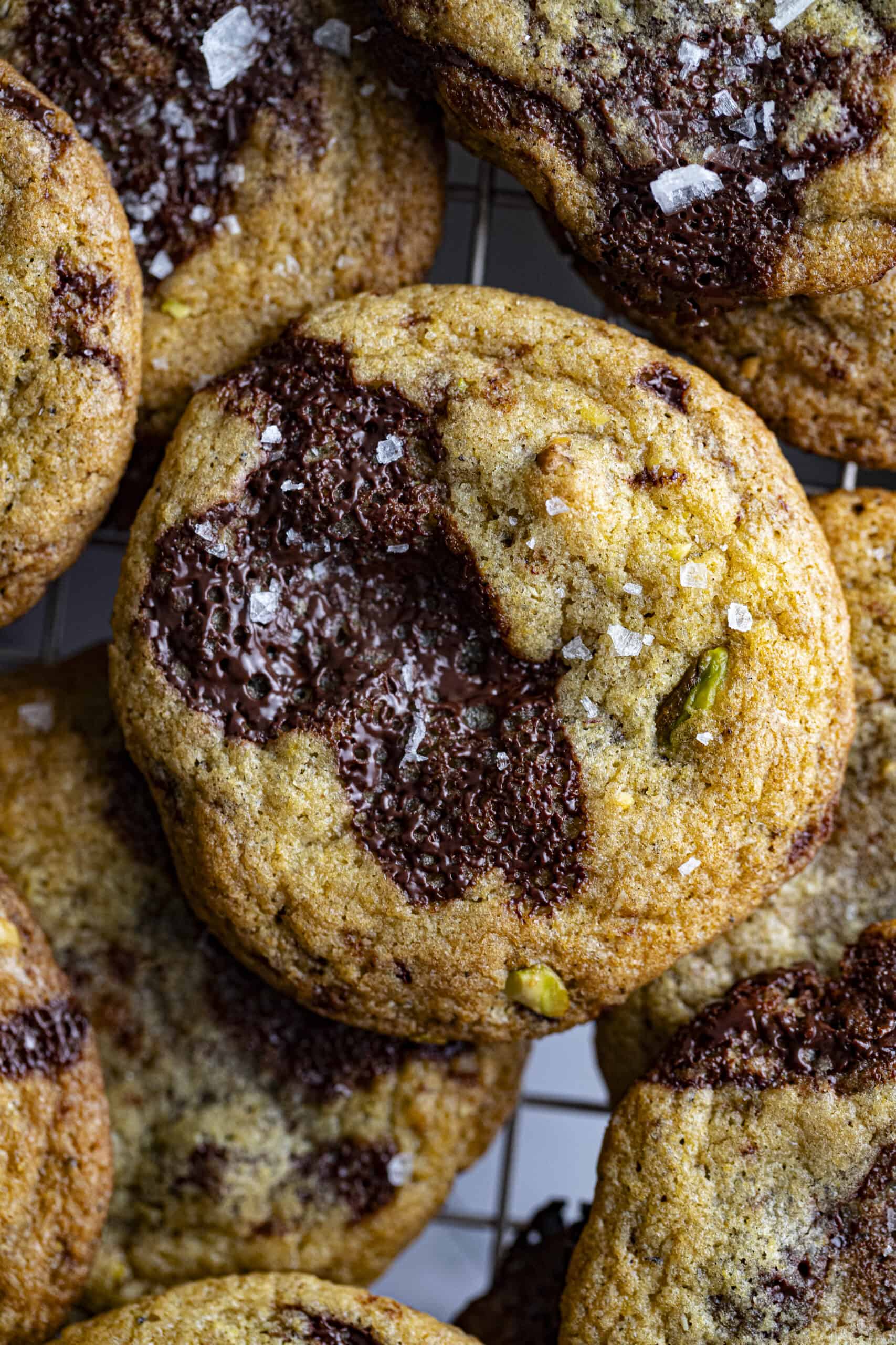 No-Chill Brown Butter Pistachio Chocolate Chip Cookies