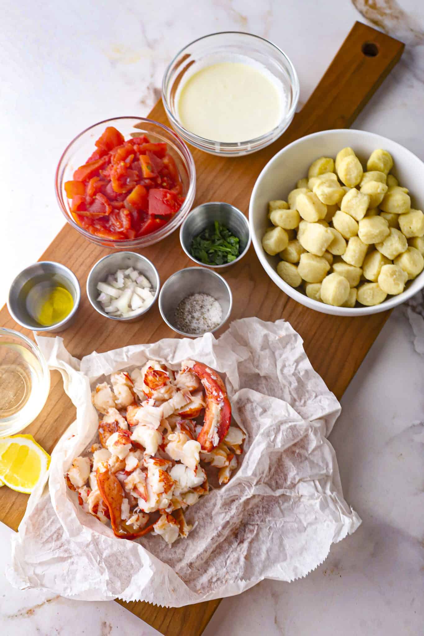 How to Make Lobster Gnocchi with Tomato Cream Sauce Seasoned and Salted