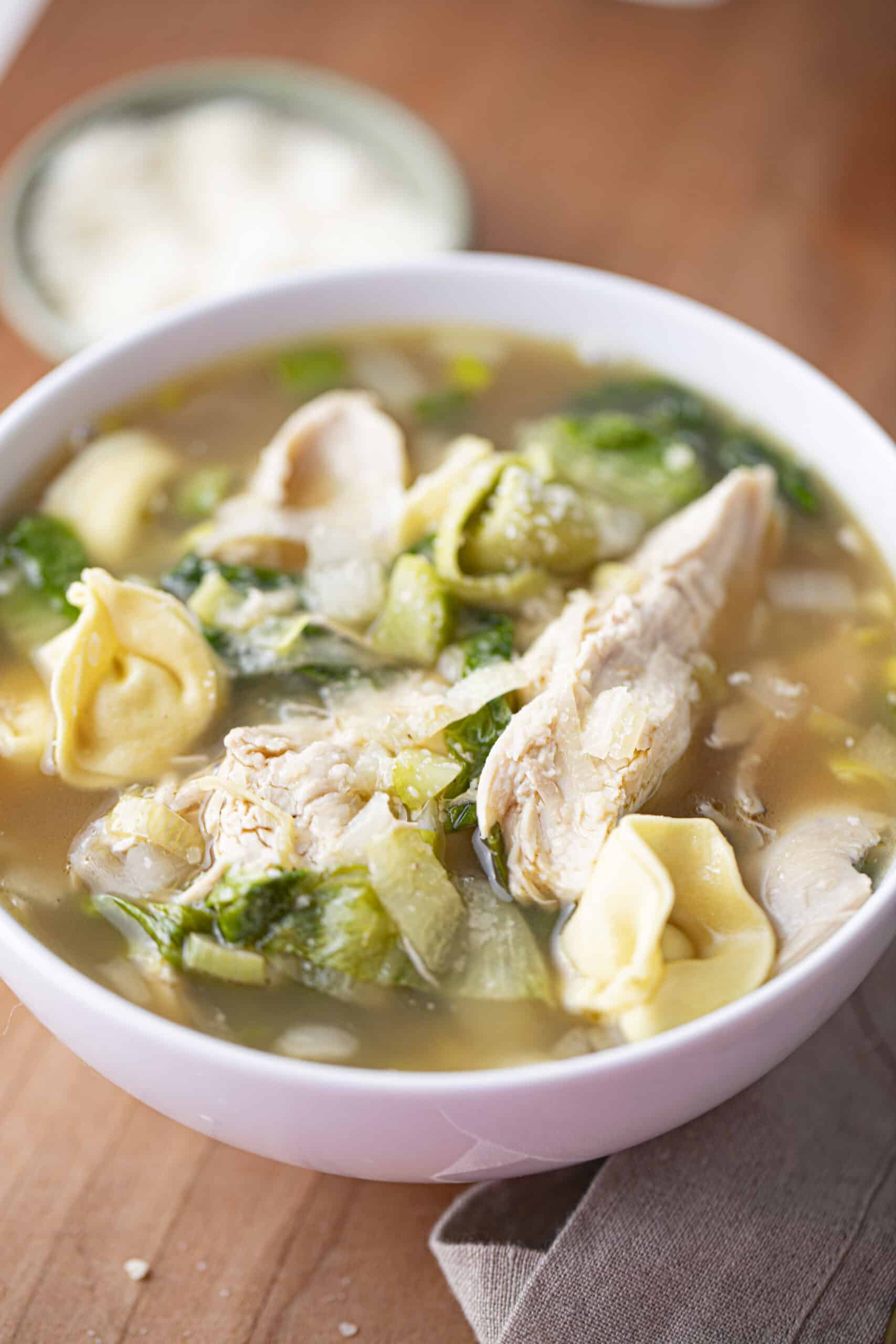 Easy Chicken and Escarole Soup Recipe with Tortellini