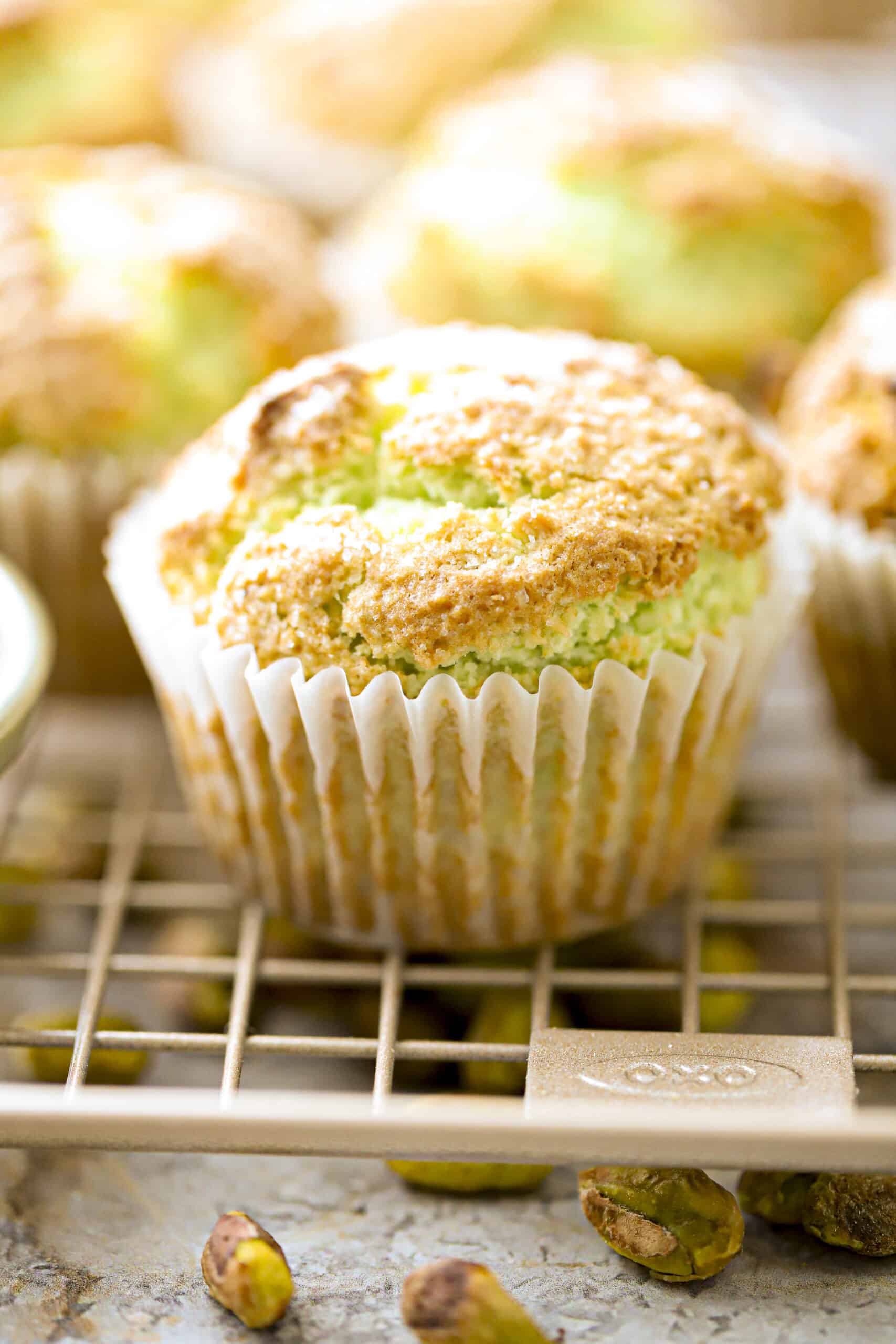 Bakery-Style Pistachio Muffins Recipe with Pudding