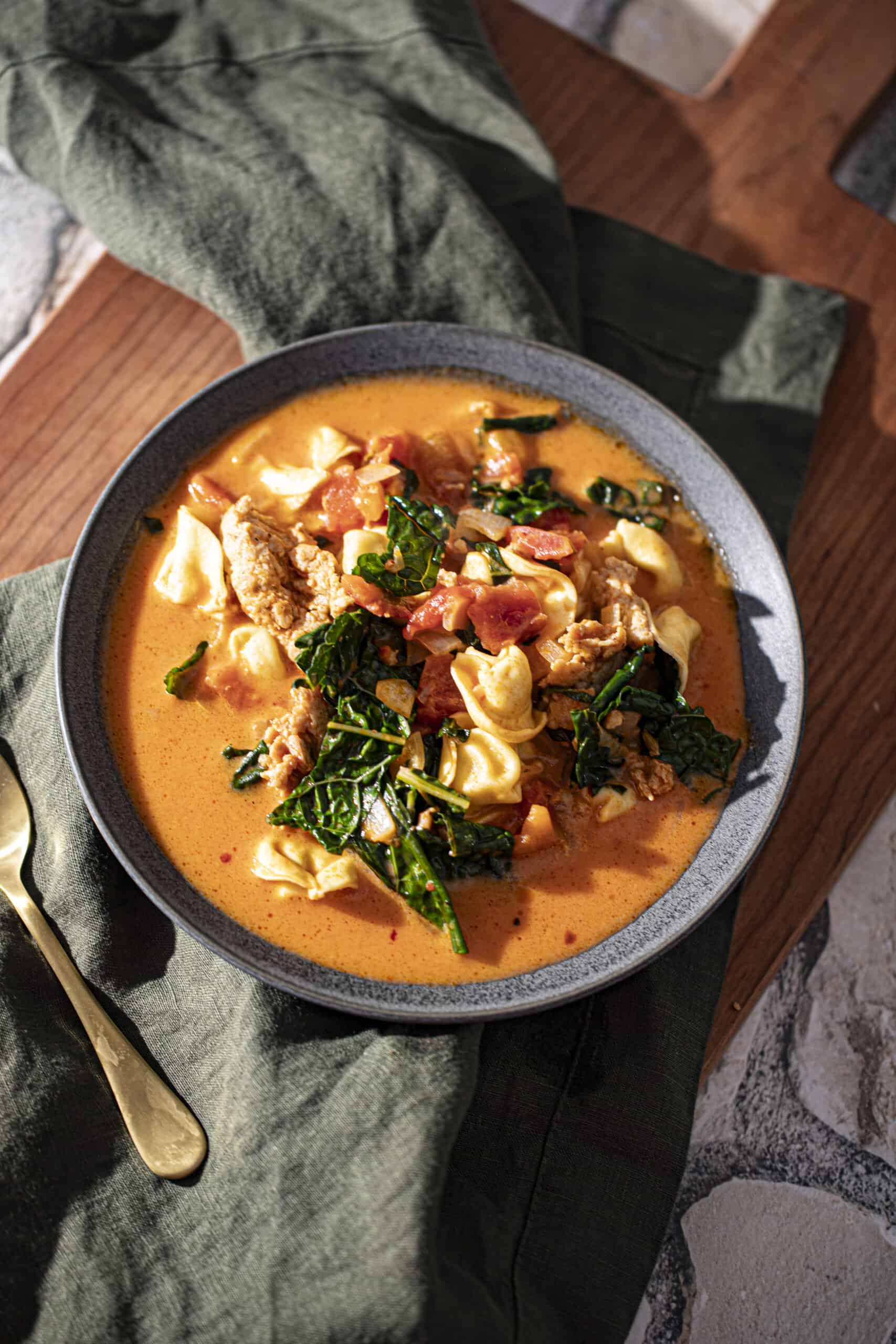 Creamy Rustic Tortellini Soup With Tuscan Kale