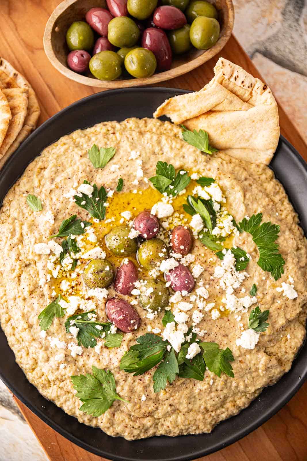 Creamy Whipped Eggplant Dip (Elephante Copycat Recipe) Seasoned and