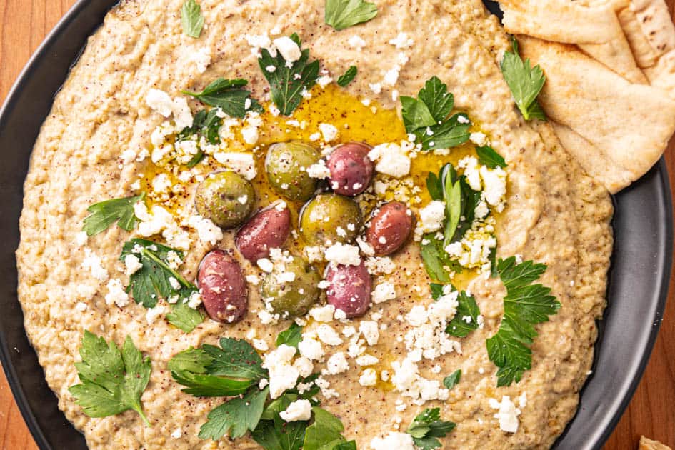 Creamy Whipped Eggplant Dip (Elephante Copycat Recipe) Seasoned and