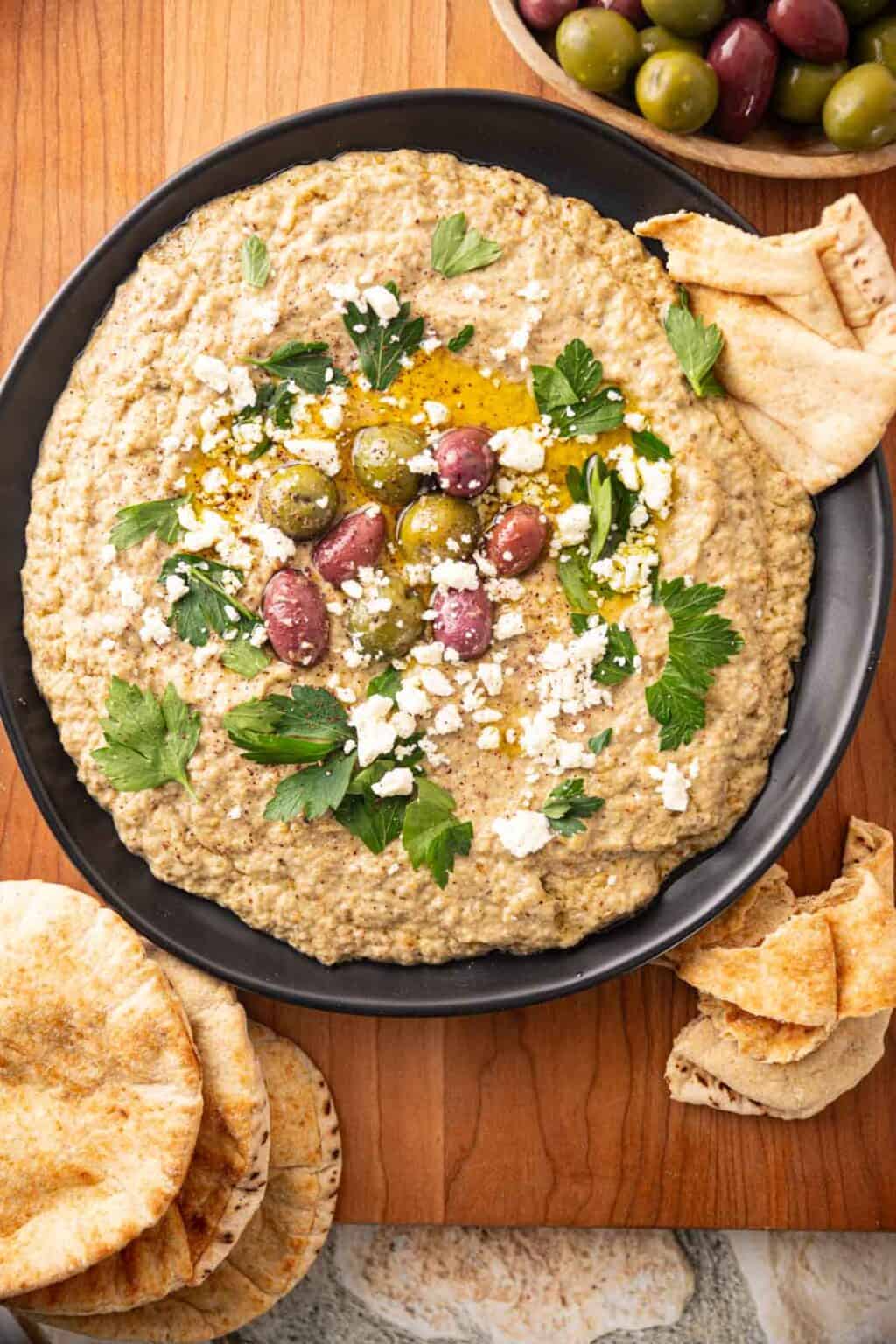 Creamy Whipped Eggplant Dip (Elephante Copycat Recipe) Seasoned and