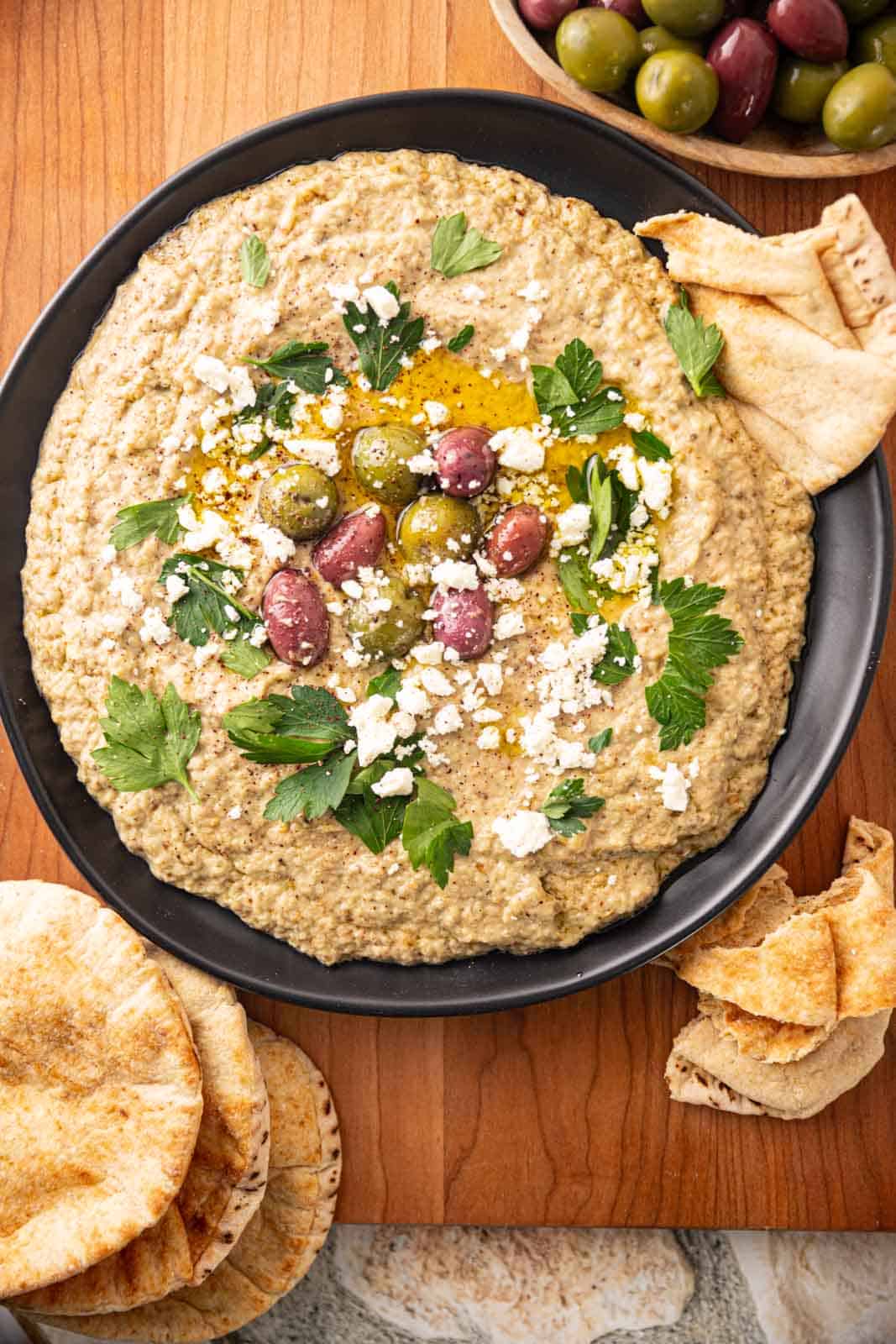 Creamy Whipped Eggplant Dip (Elephante Copycat Recipe) Seasoned and