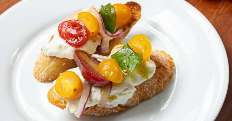Easy Burrata Bruschetta Recipe with Tomato Topping