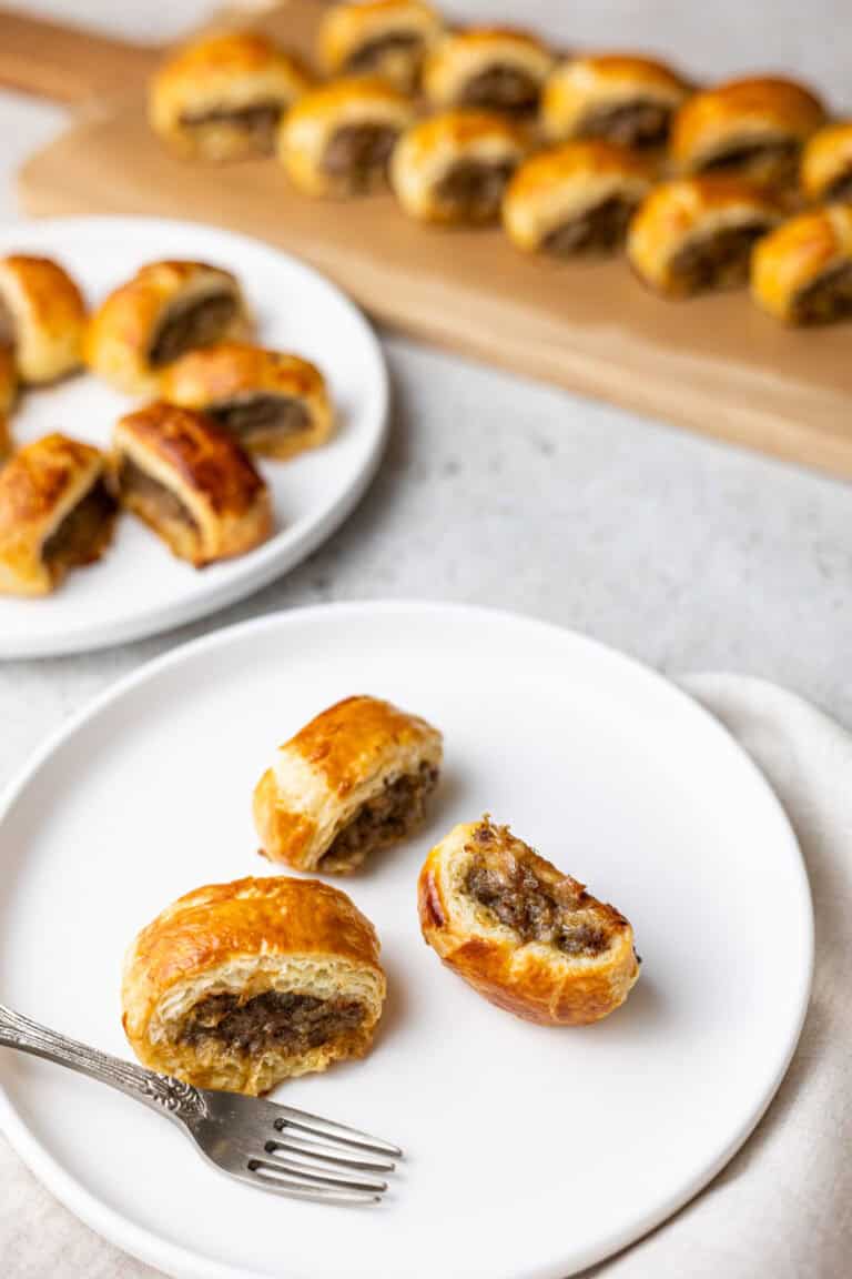 Easy Mini Sausage Rolls Recipe with Puff Pastry - Seasoned and Salted