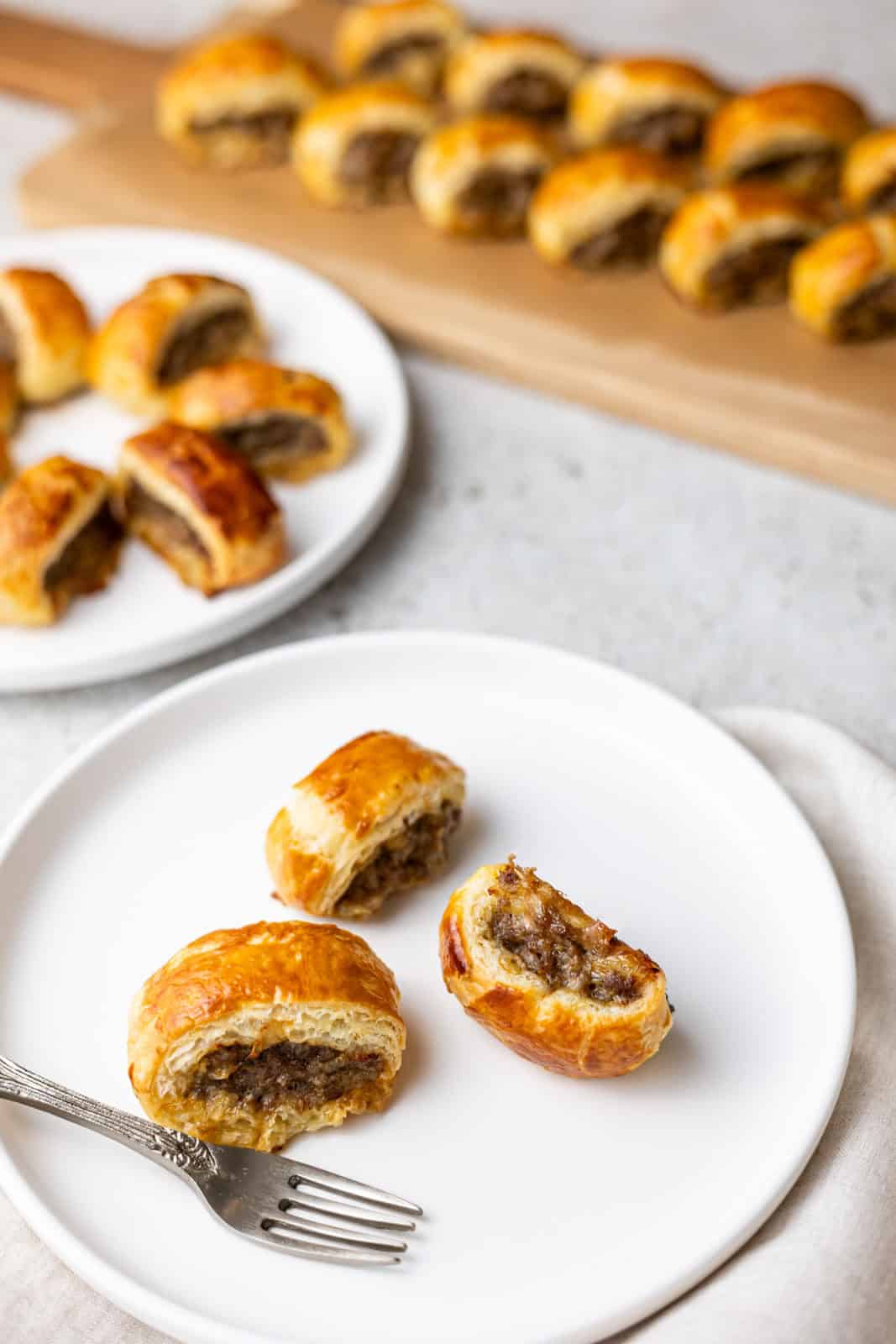 Easy Mini Sausage Rolls Recipe with Puff Pastry - Seasoned and Salted
