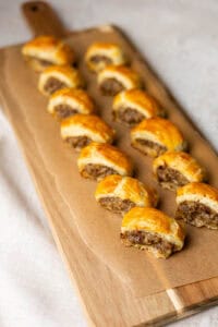 Easy Mini Sausage Rolls Recipe with Puff Pastry - Seasoned and Salted