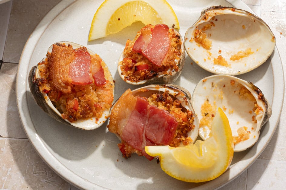 The Best Baked Clams Casino (Classic Stuffed Clams) Seasoned and Salted
