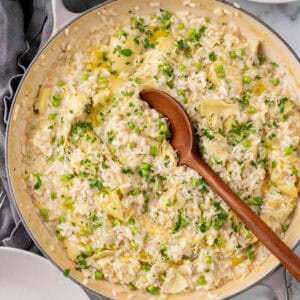 Creamy artichoke risotto.
