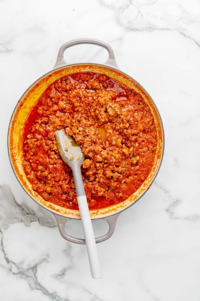 Cooking sauce for baked bolognese.