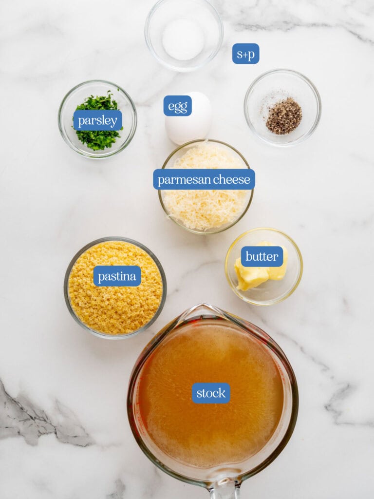 Ingredients you need to make an easy pastina recipe.