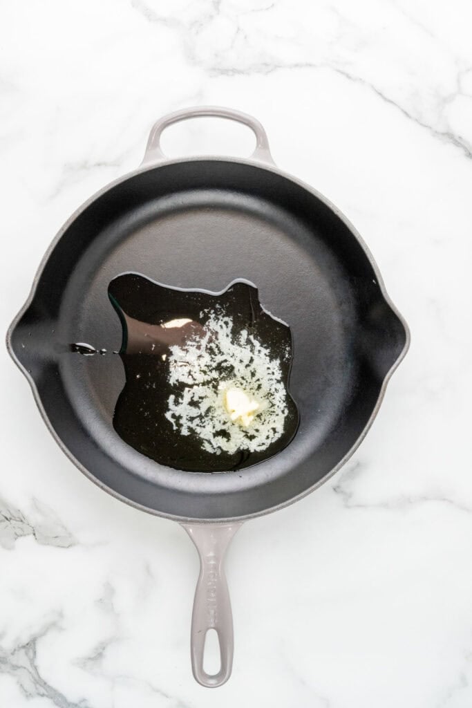 Starting the base for risotto milanese.