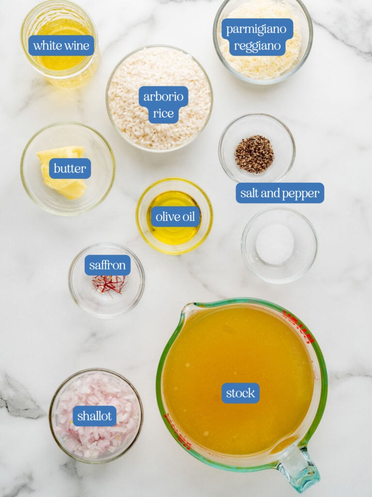 ingredients for risotto milanese.