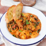 Shrimp in a creamy tuscan sauce.