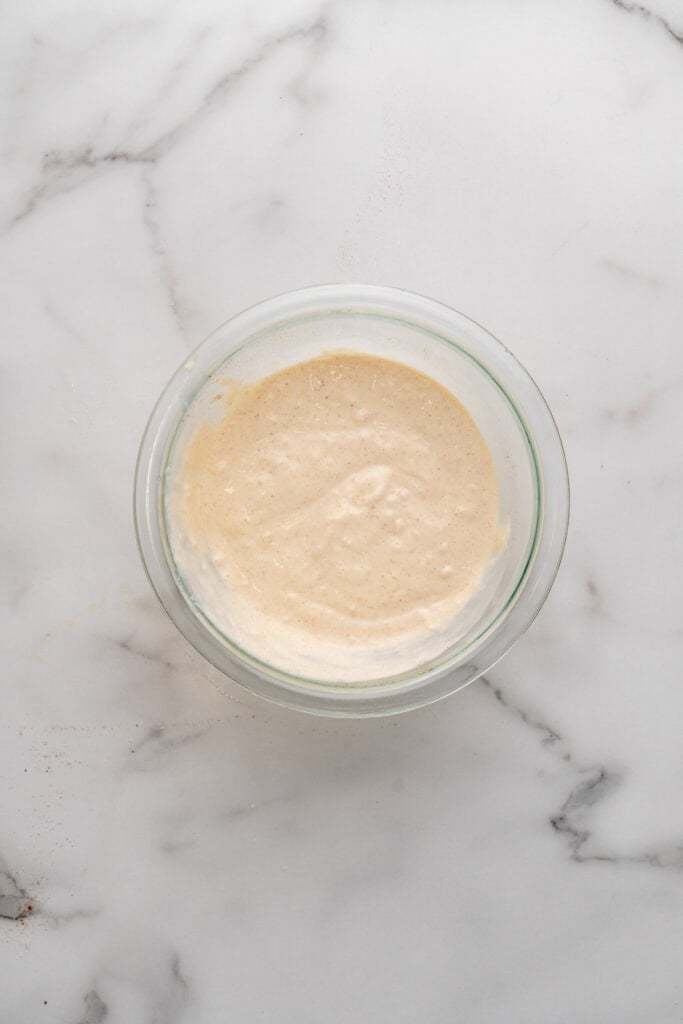 Making aioli.